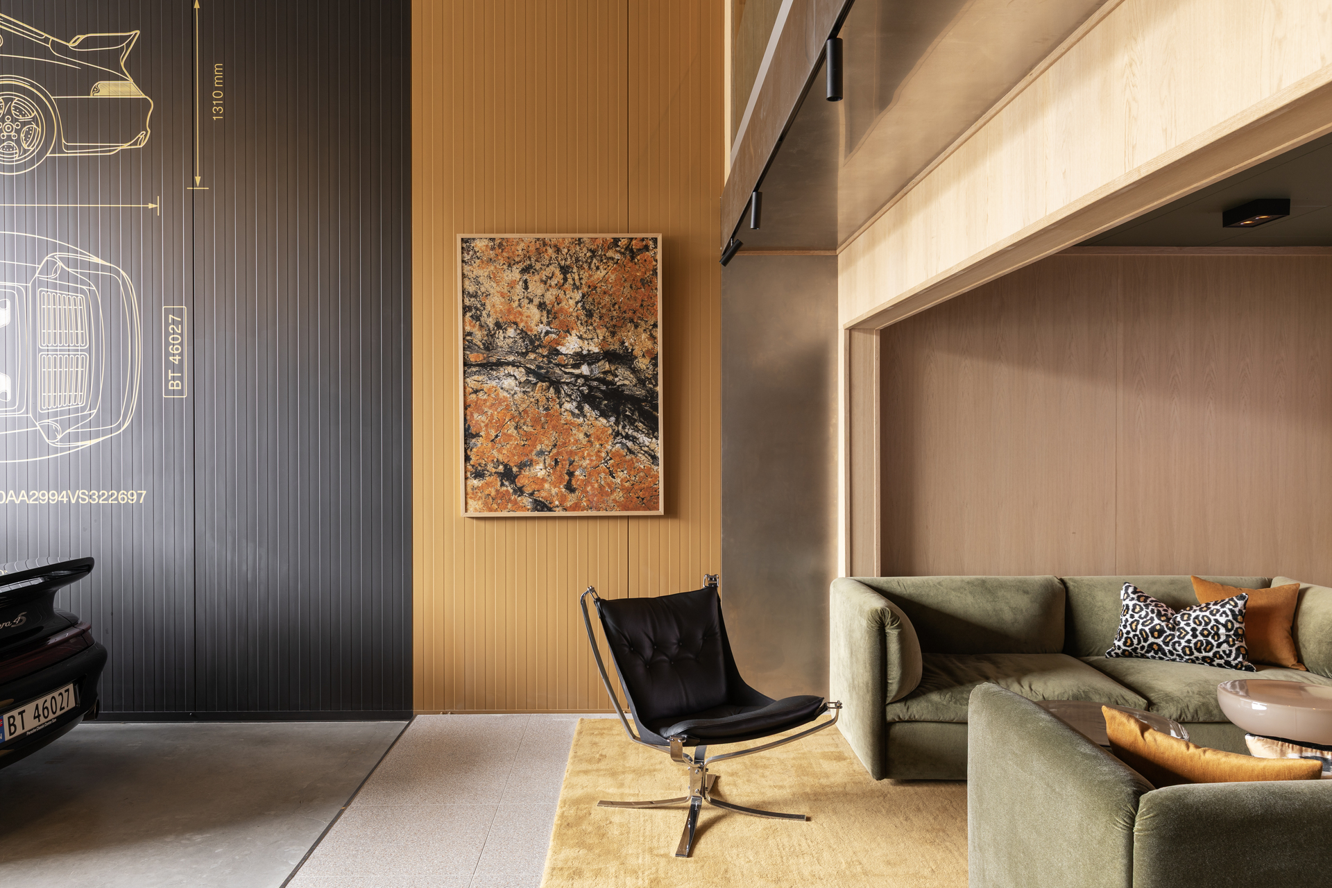 Black Falcon in sophisticated man cave